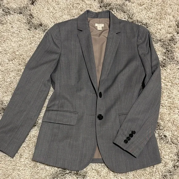 J. Crew Textured Gray Suit Set Blazer and NWT Trousers Size 0 Petite - Picture 3 of 11